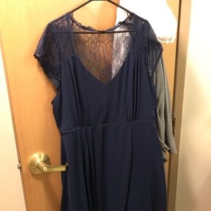 Lace Inset Chiffon Midi Dress